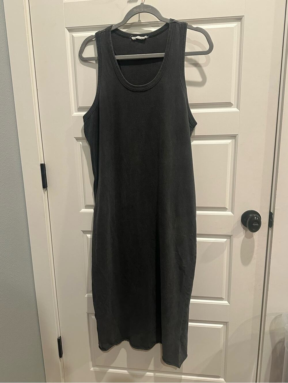 Double Zero Large Mineral-Wash Tank Midi Dress Boho Resort Minimalist